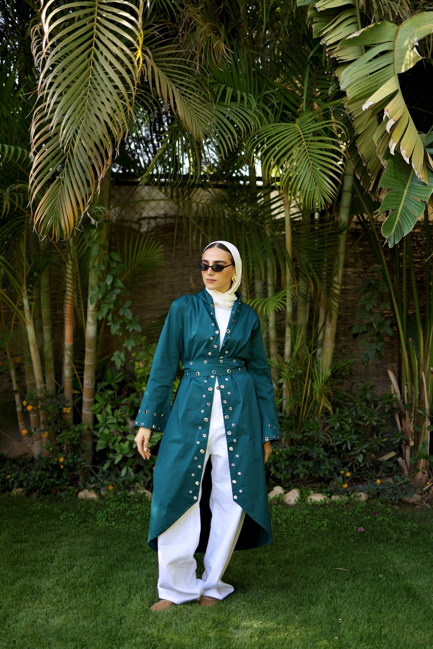 Eyelets cardigan (Green)