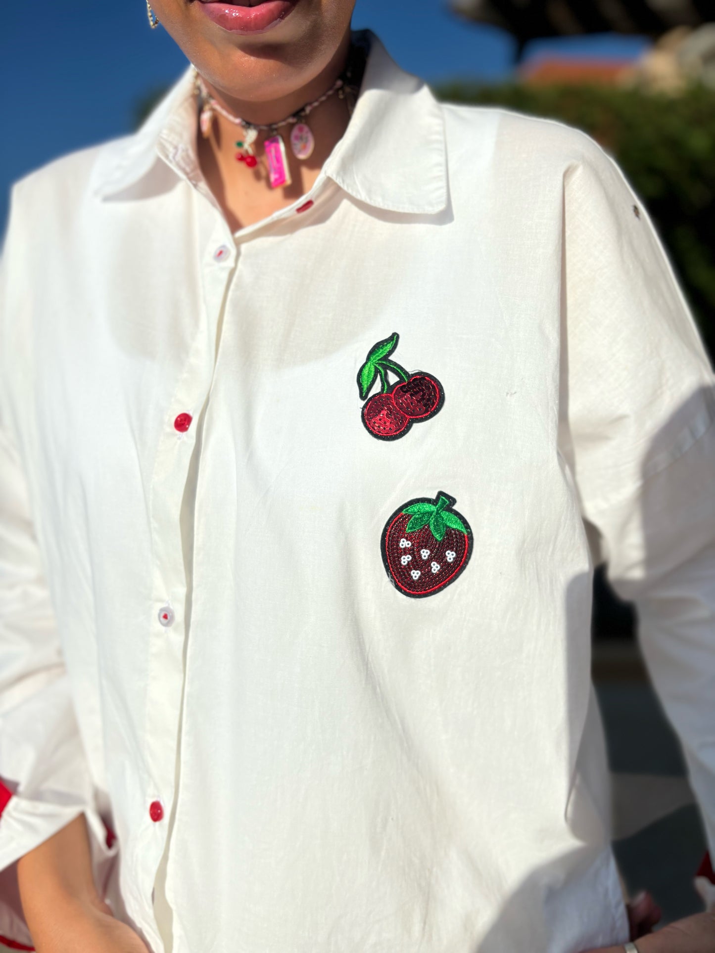 Straw-cherry shirt