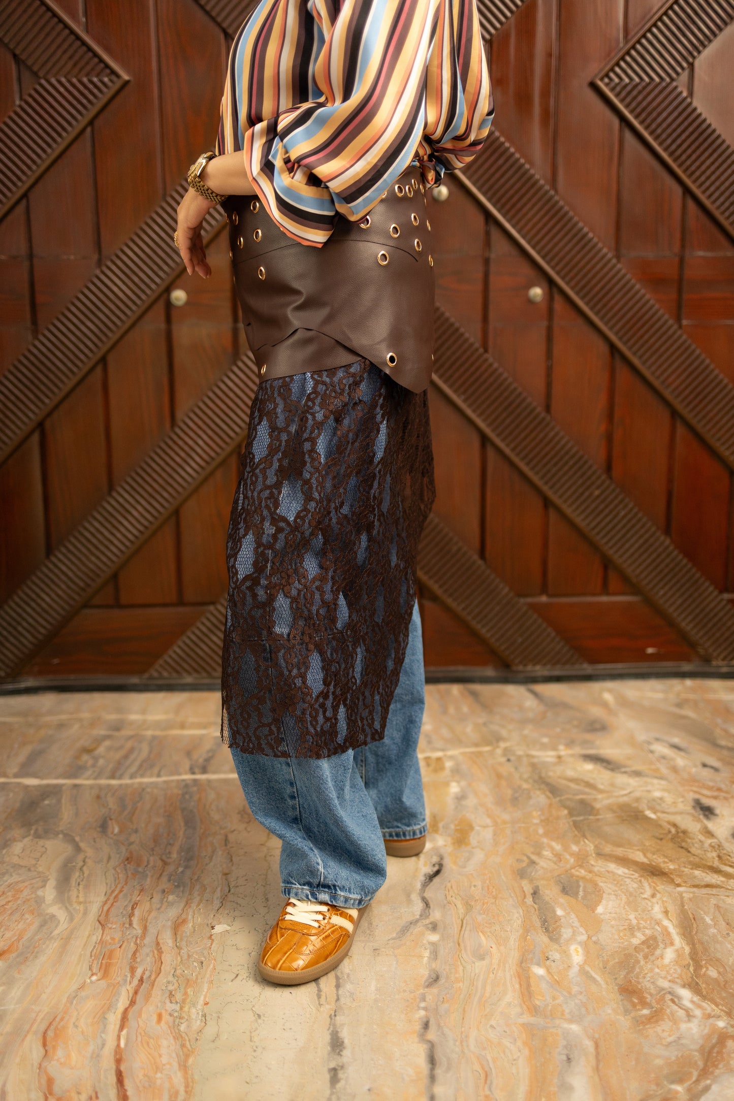 Double L belt- Brown