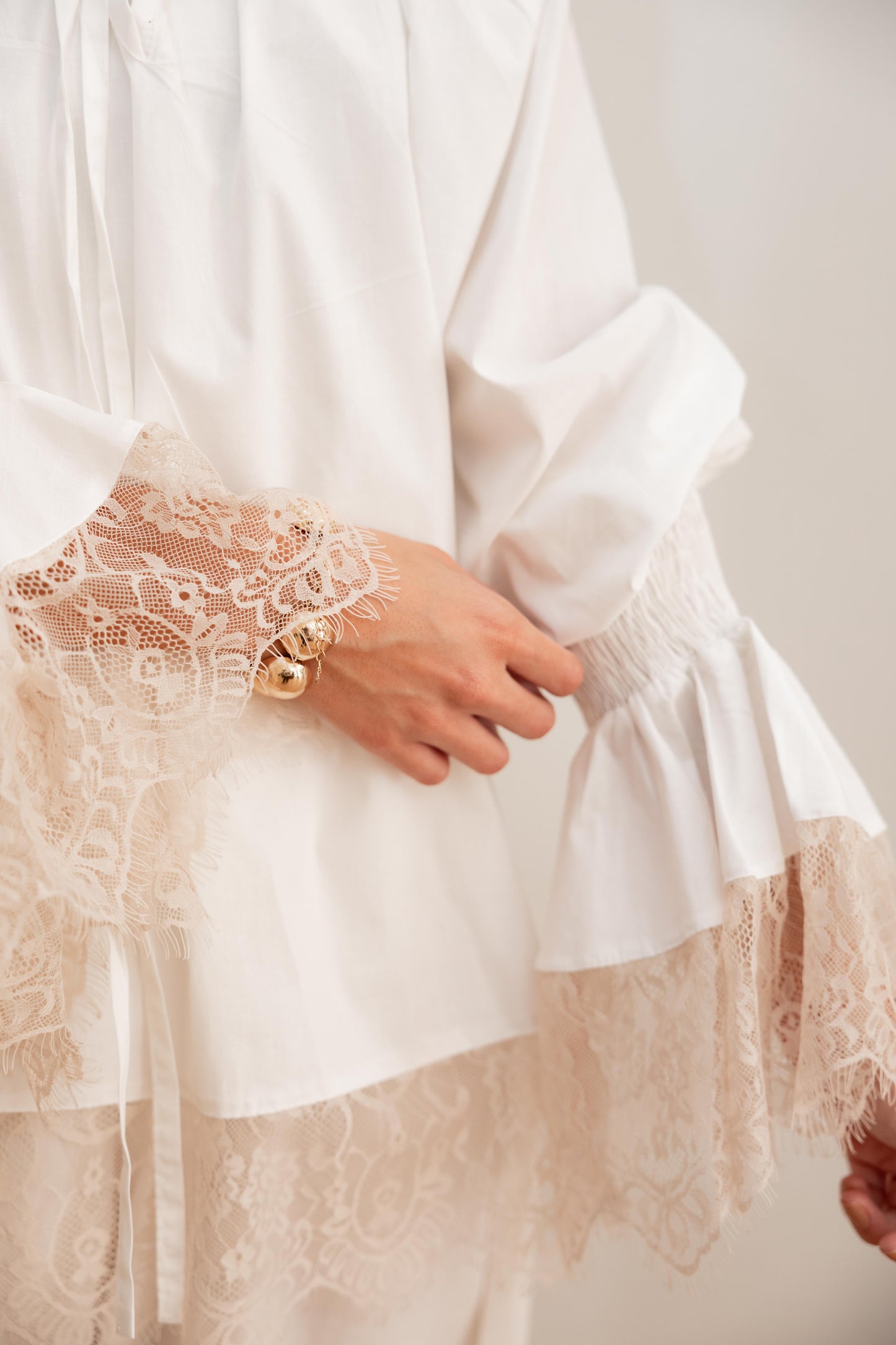 Lace detail blouse-White