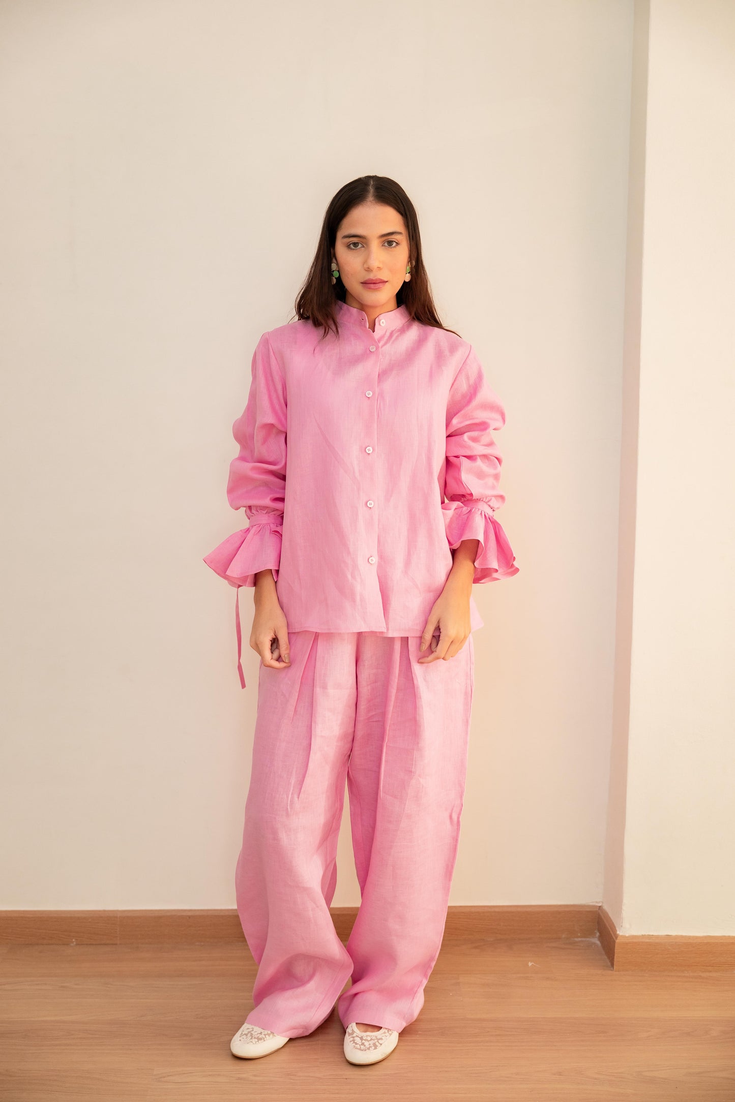 Linen pants-Pink