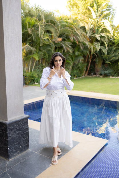 Eyelets skirt-White