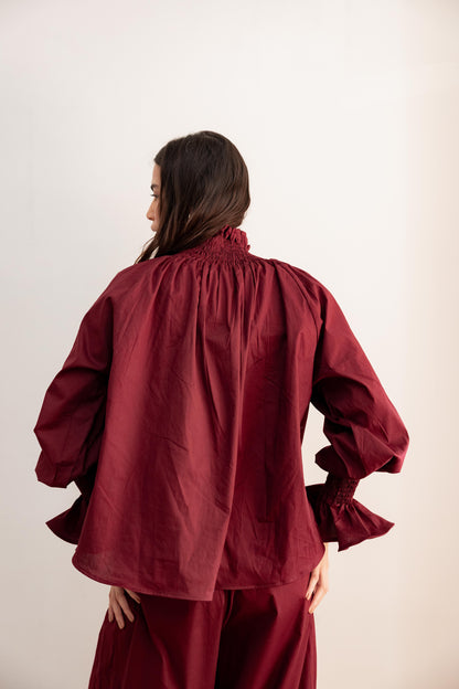 detailed blouse-Burgundy