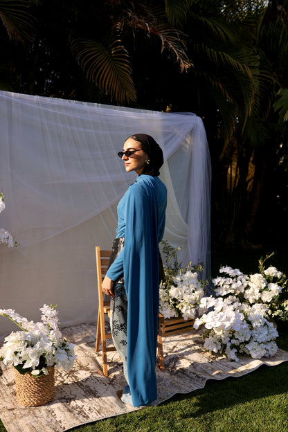 Scarf draped top (Blue)