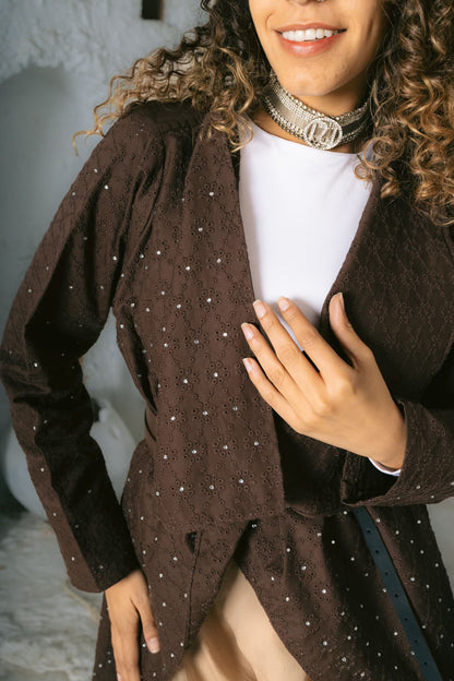 Asymmetrical choco cardigan