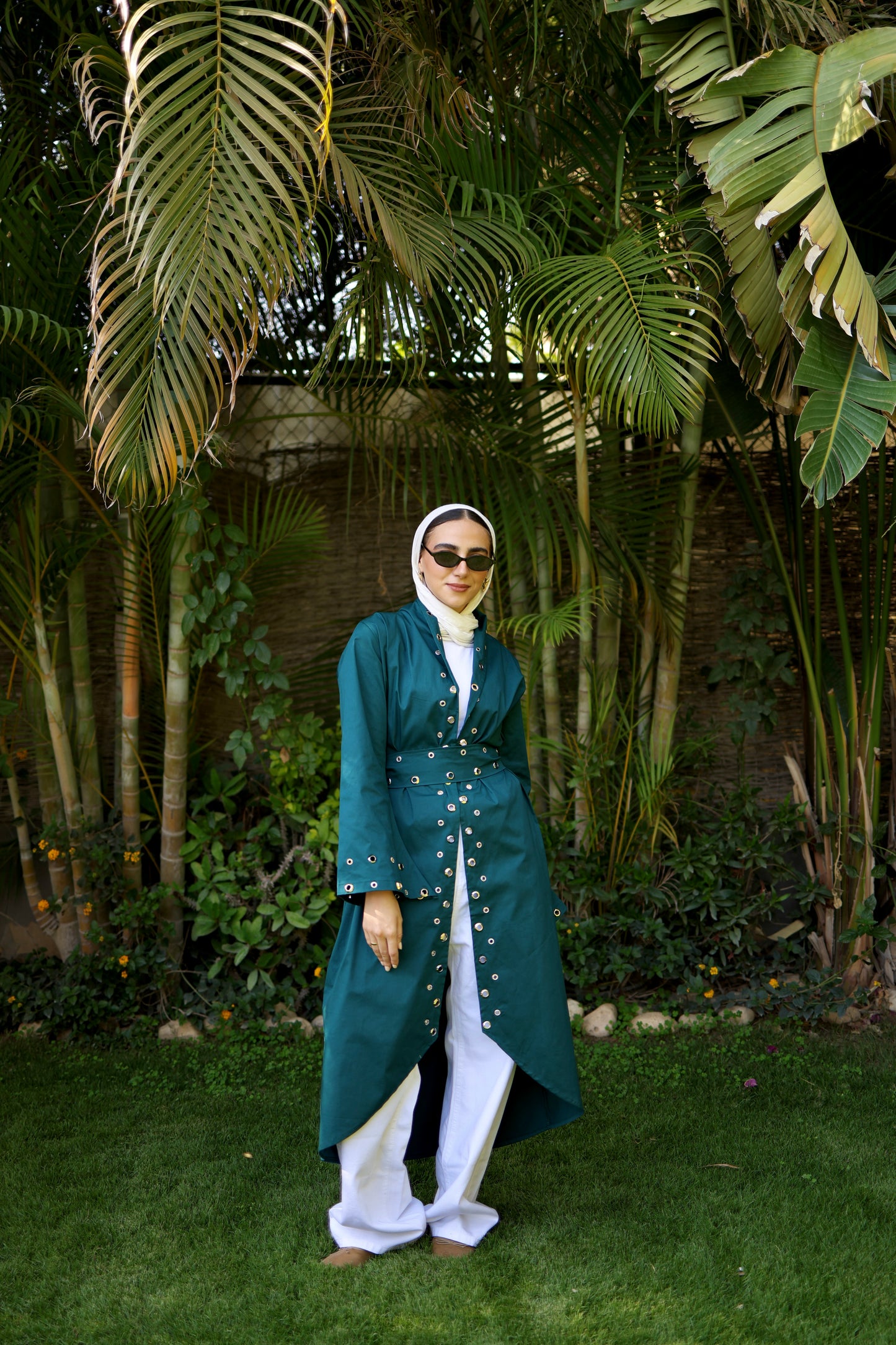 Eyelets cardigan (Green)