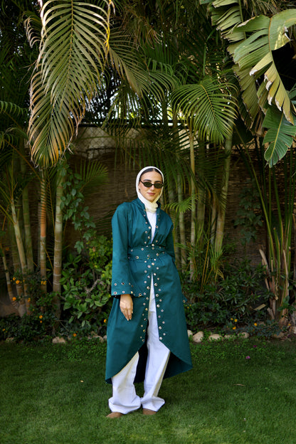 Eyelets cardigan (Green)