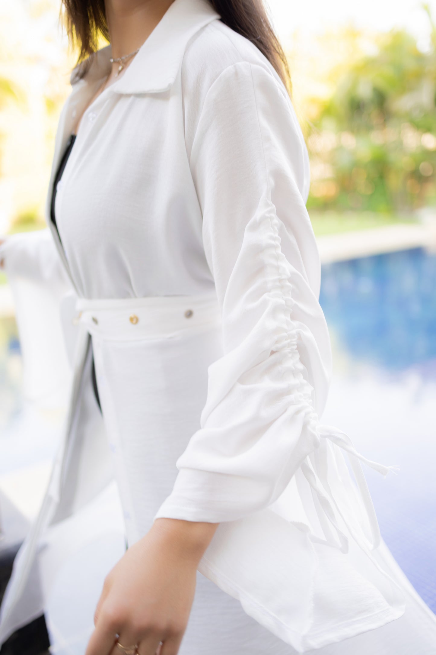 Statement shirt dress-White