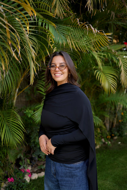 Scarf draped top (Black)
