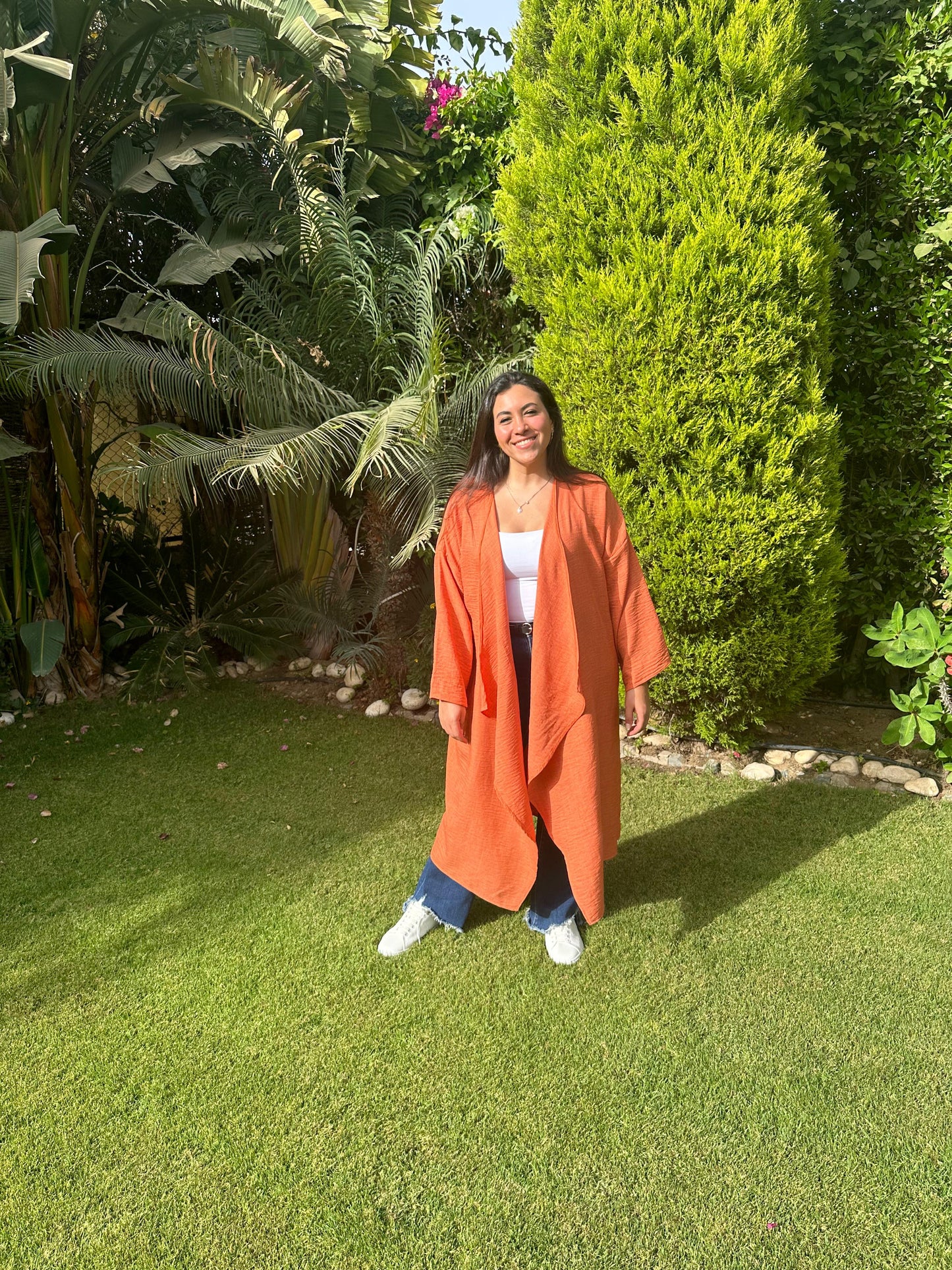 Linen cardigan-Orange