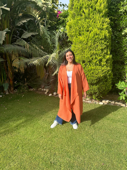 Linen cardigan-Orange