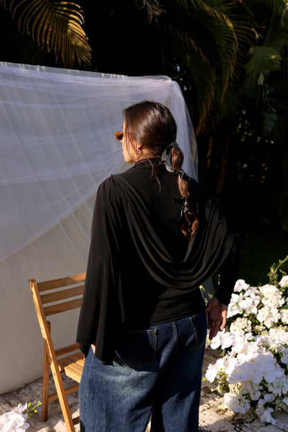 Flowy drapes top(Black)