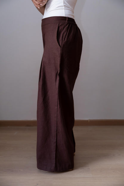 Linen pants-Brown
