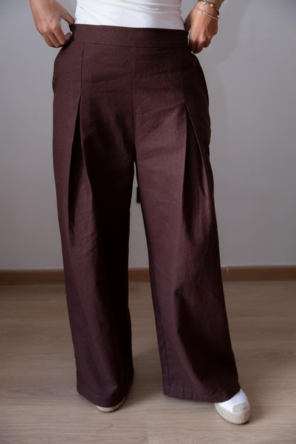 Linen pants-Brown