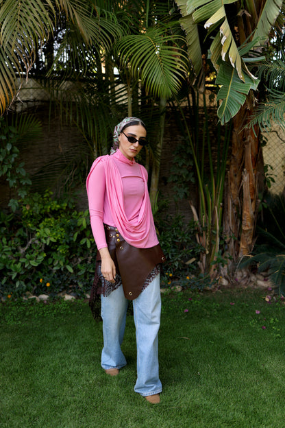 Flowy drapes top(Pink)