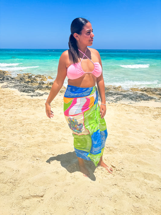 2 in 1 wrap skirt-Color blocks