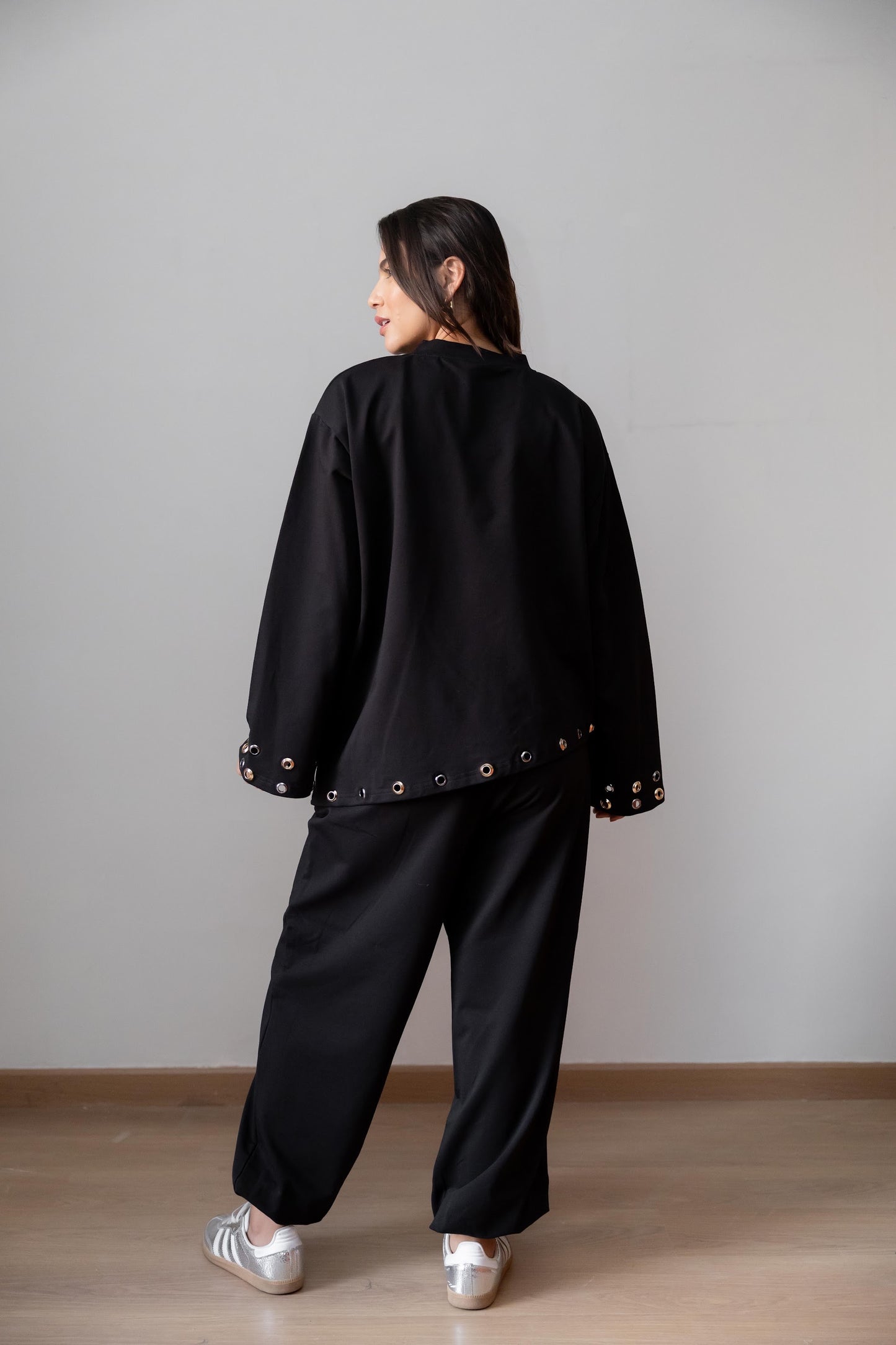Eyelets balloon pants