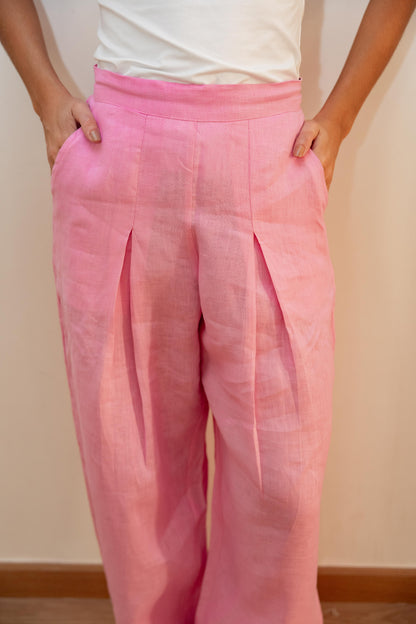 Linen pants-Pink
