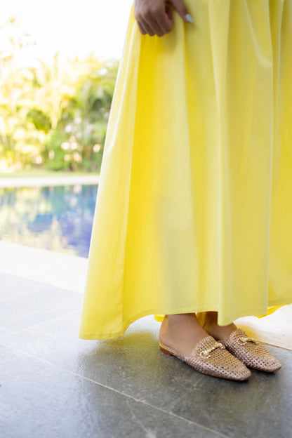 Eyelets skirt-Butter yellow