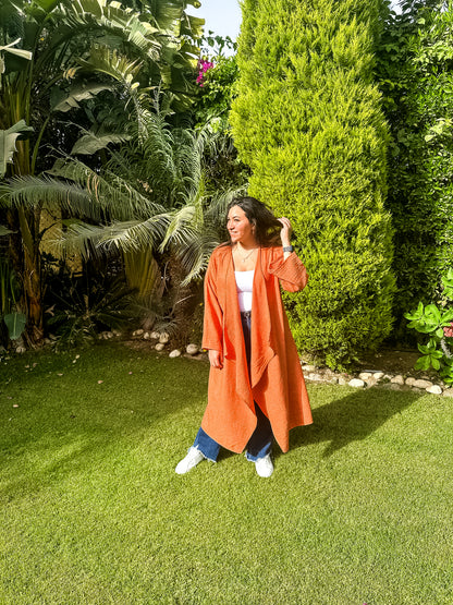 Linen cardigan-Orange
