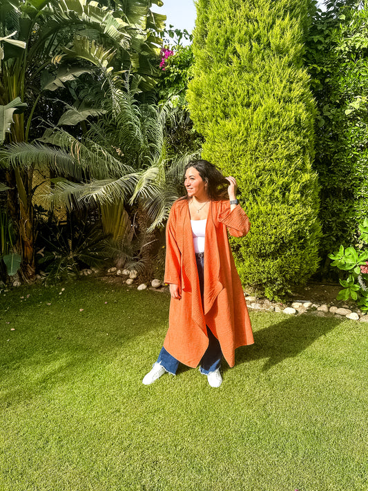 Linen cardigan-Orange
