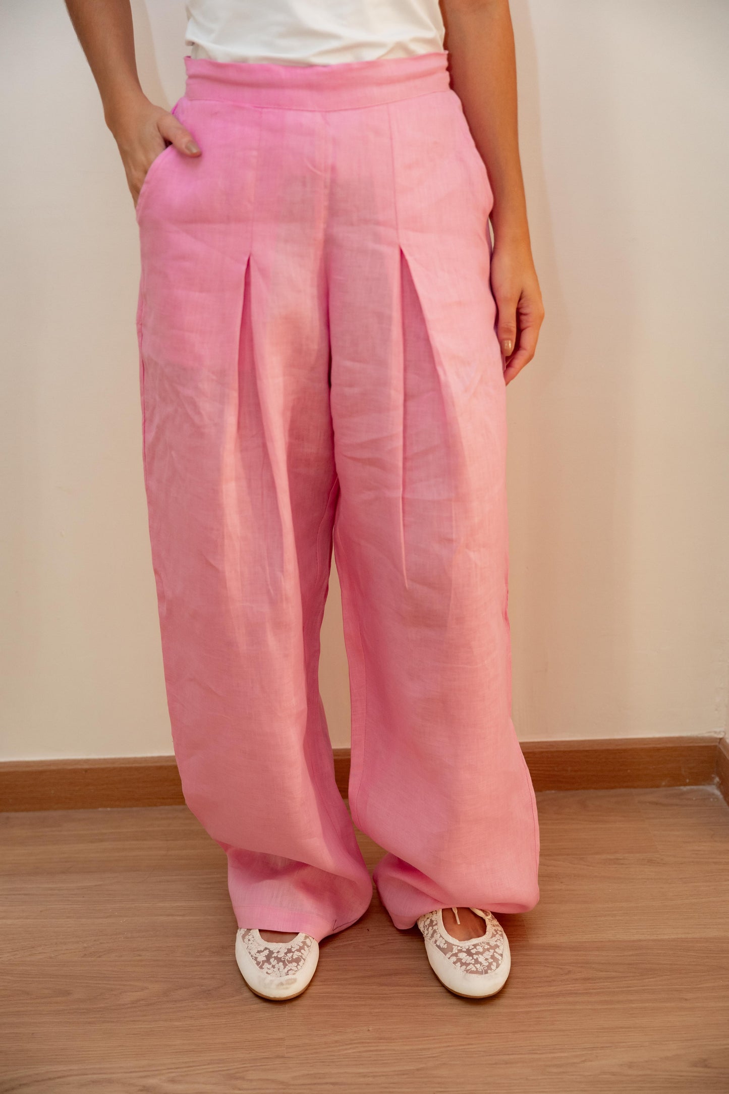Linen pants-Pink