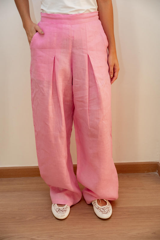Linen pants-Pink