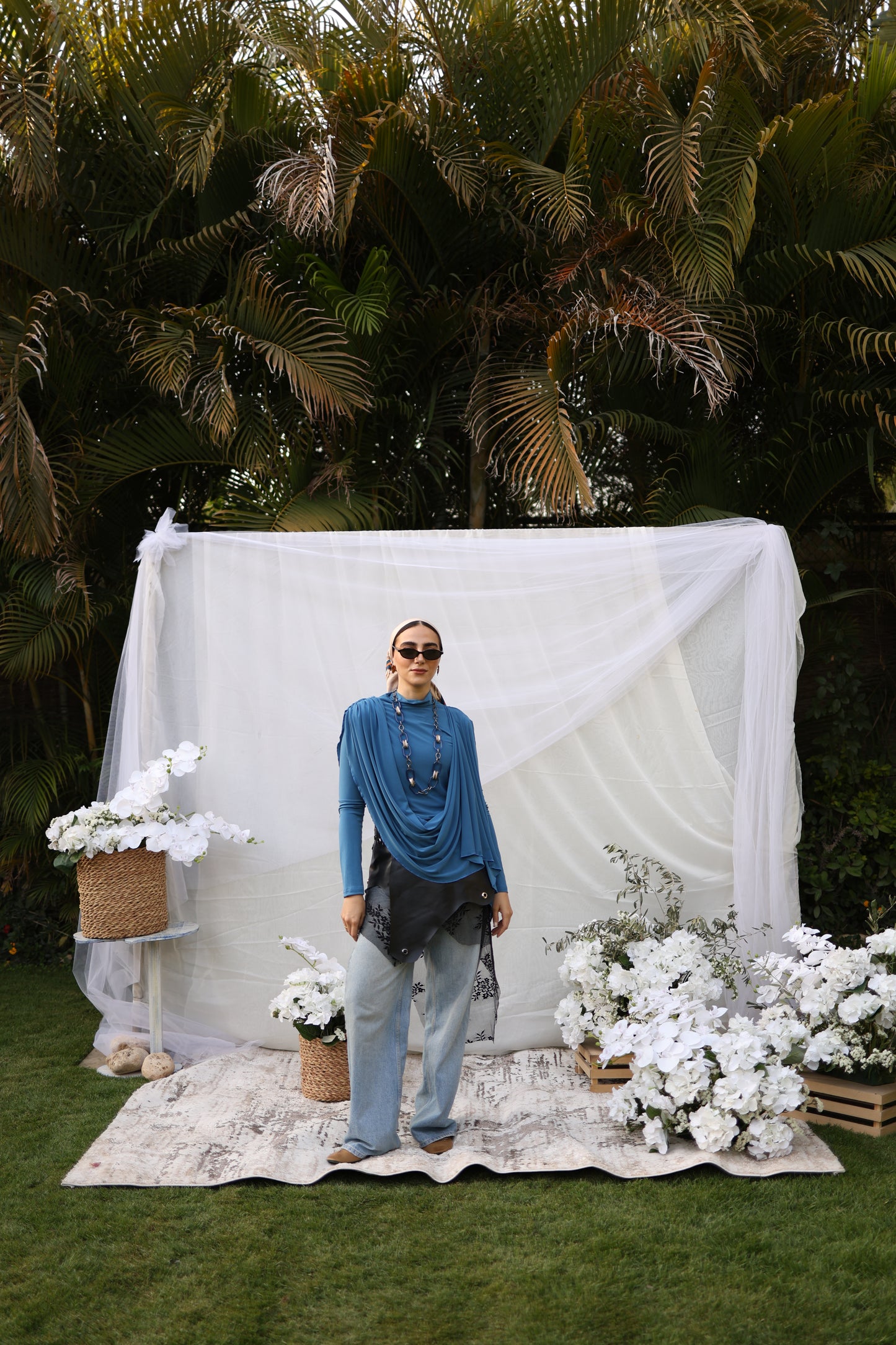 Flowy draped top(Blue)