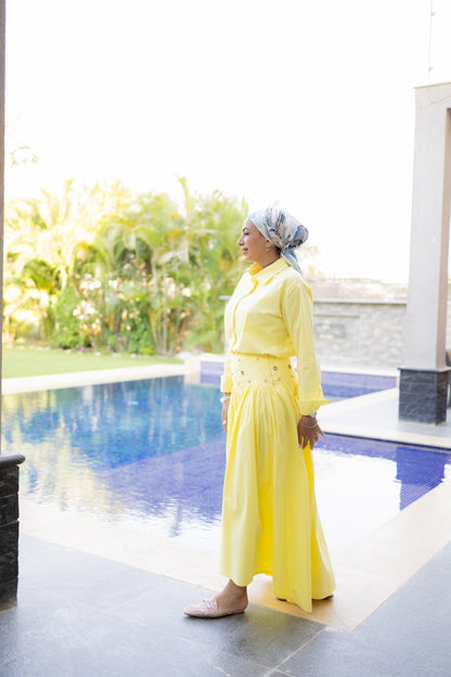 Eyelets skirt-Butter yellow