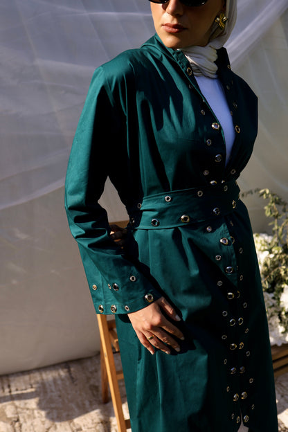 Eyelets cardigan (Green)