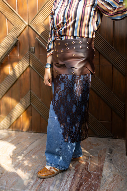 Double L belt- Brown