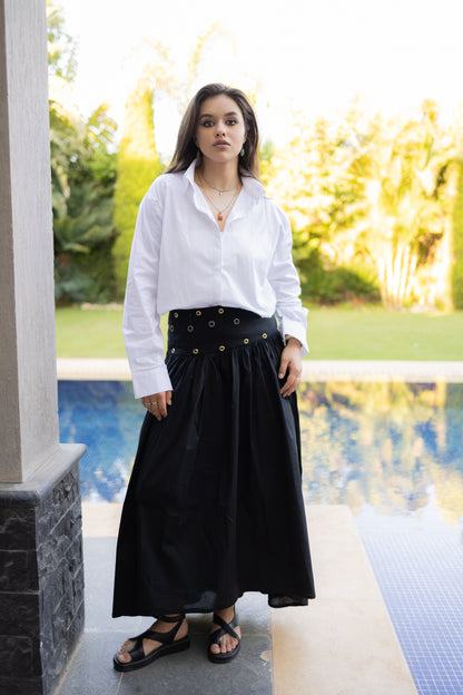 Eyelets skirt-Black