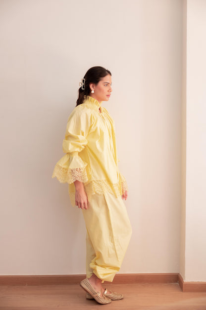 Lace detail blouse-Yellow
