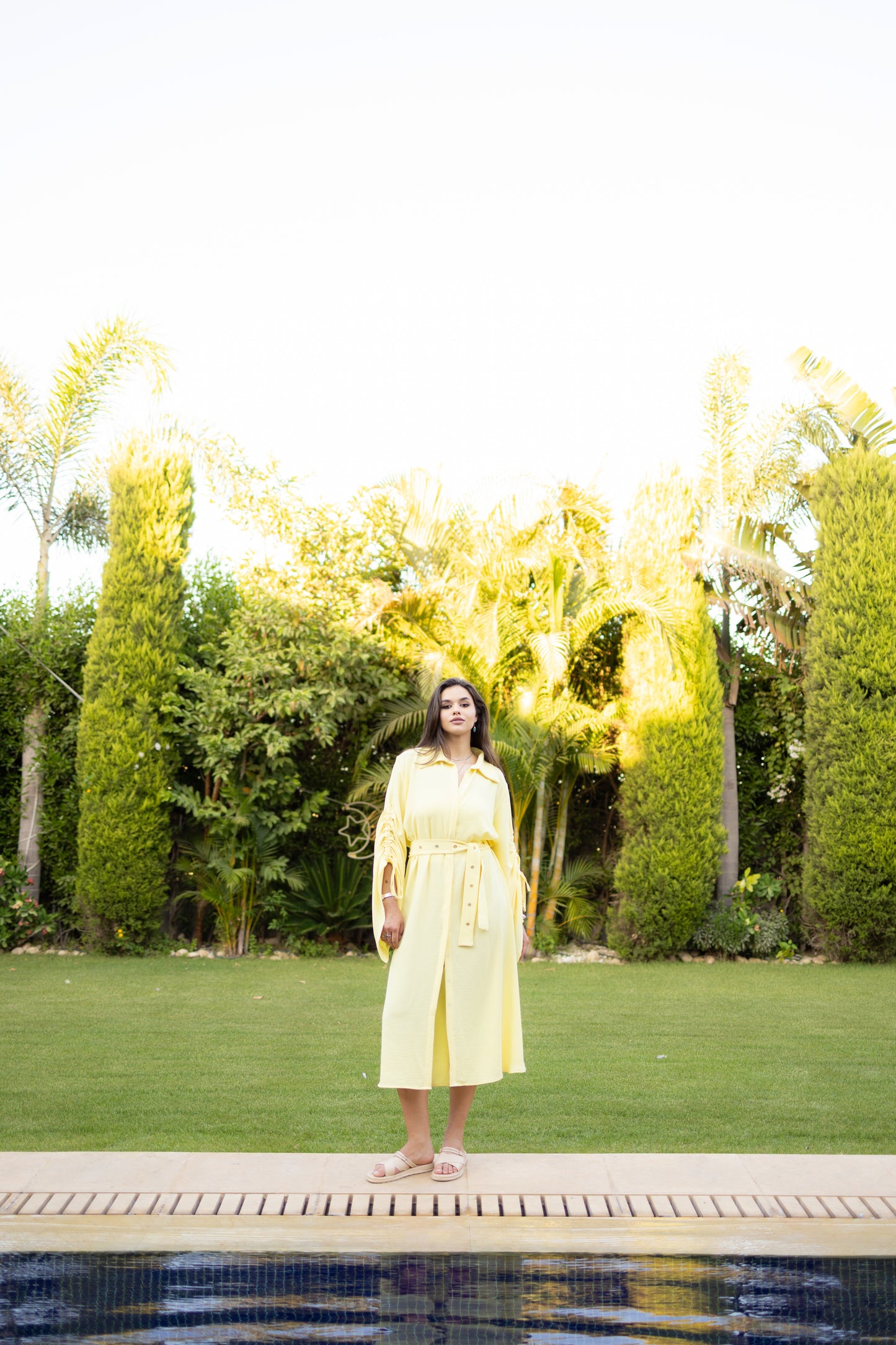 Statement shirt dress-Butter yellow